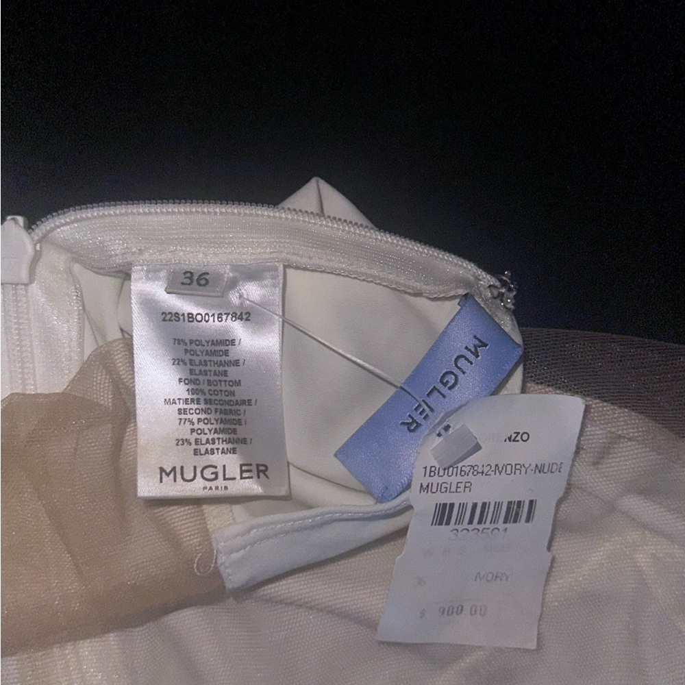 NWT bodysuit with contrasting sheer panels, concealed zipper, and snap bottom - Picture 4 of 5